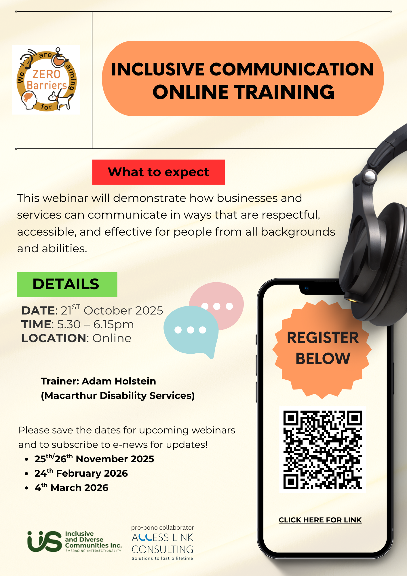 Work Flyer Using Inclusive Language Free Inclusive Communication Online Training 21st Oct 2025 - Support ...