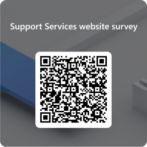 a qr code linked to support services webiste survey
